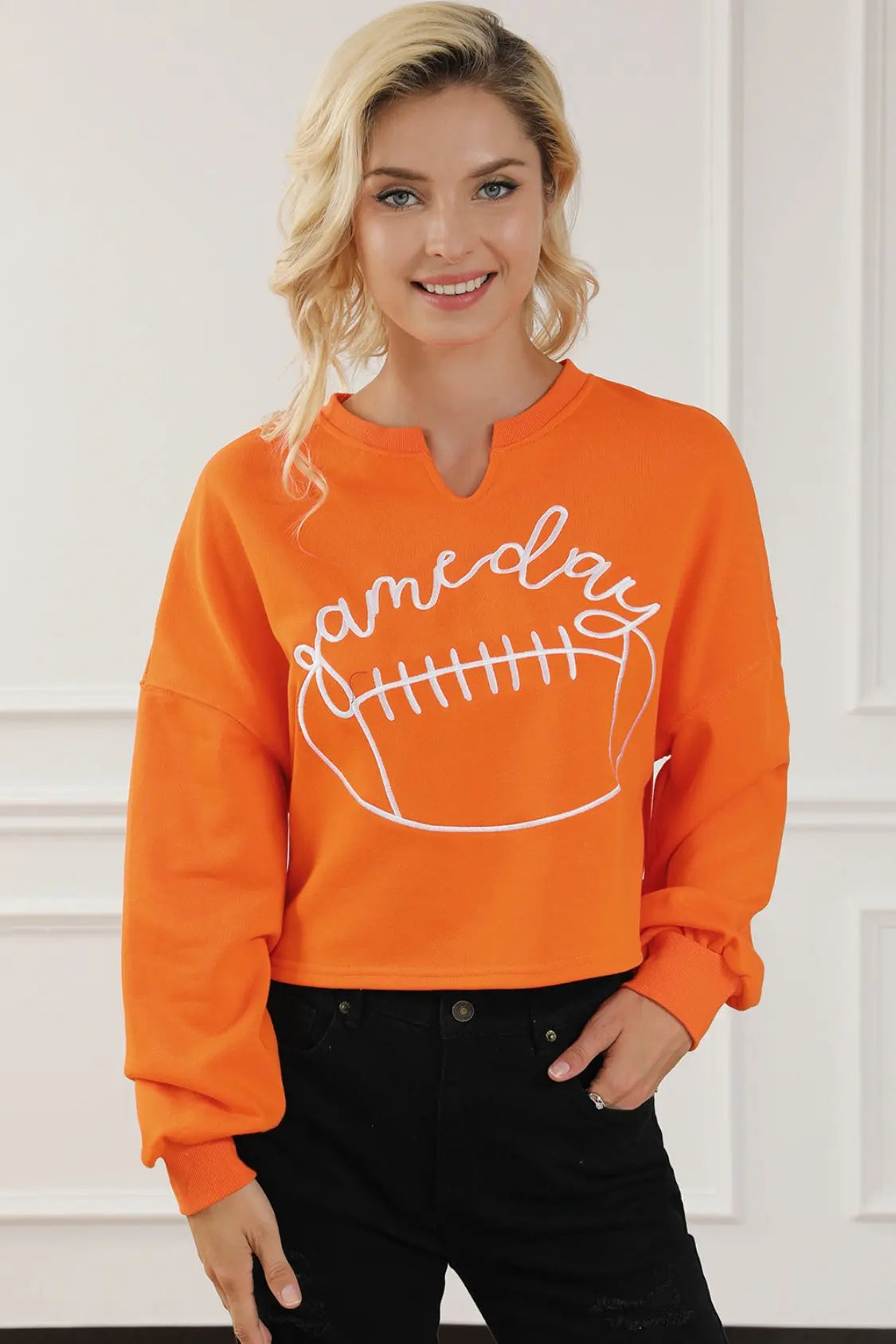 GAME DAY Football Graphic Notched Sweat shirt - Kittybear Krafts