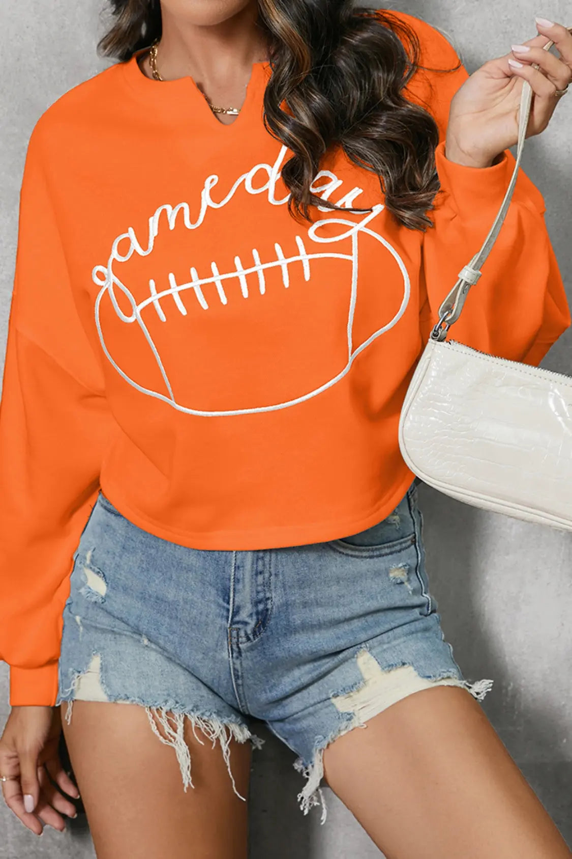 GAME DAY Football Graphic Notched Sweat shirt - Kittybear Krafts