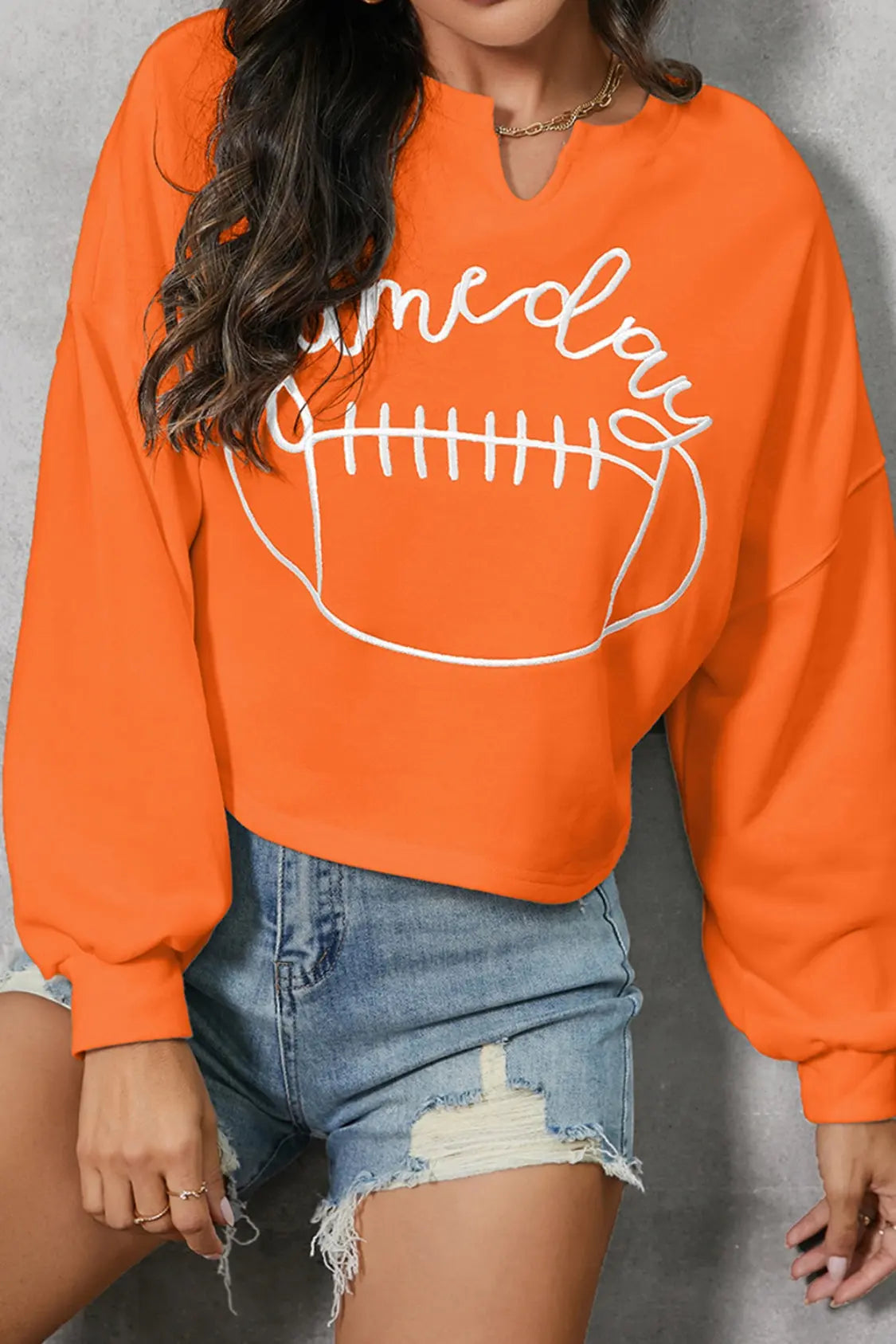 GAME DAY Football Graphic Notched Sweat shirt - Kittybear Krafts