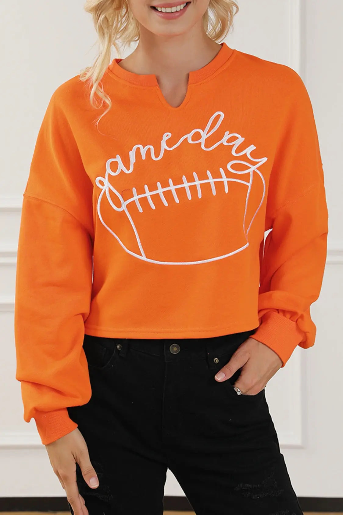 GAME DAY Football Graphic Notched Sweat shirt - Kittybear Krafts