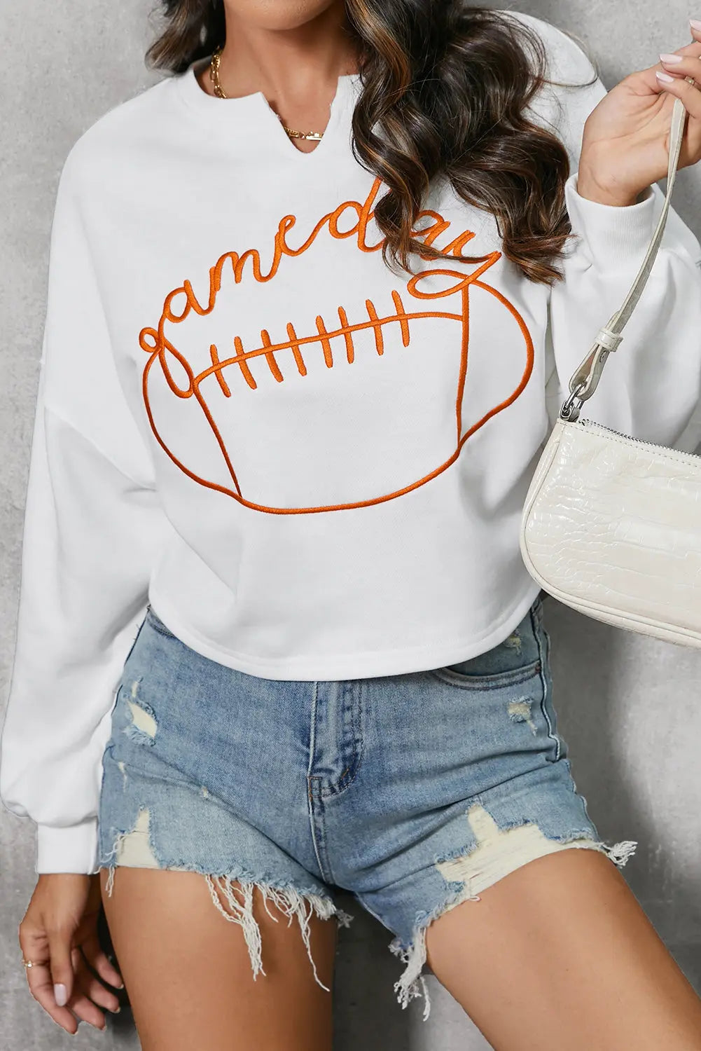 GAME DAY Football Graphic Notched Sweat shirt - Kittybear Krafts