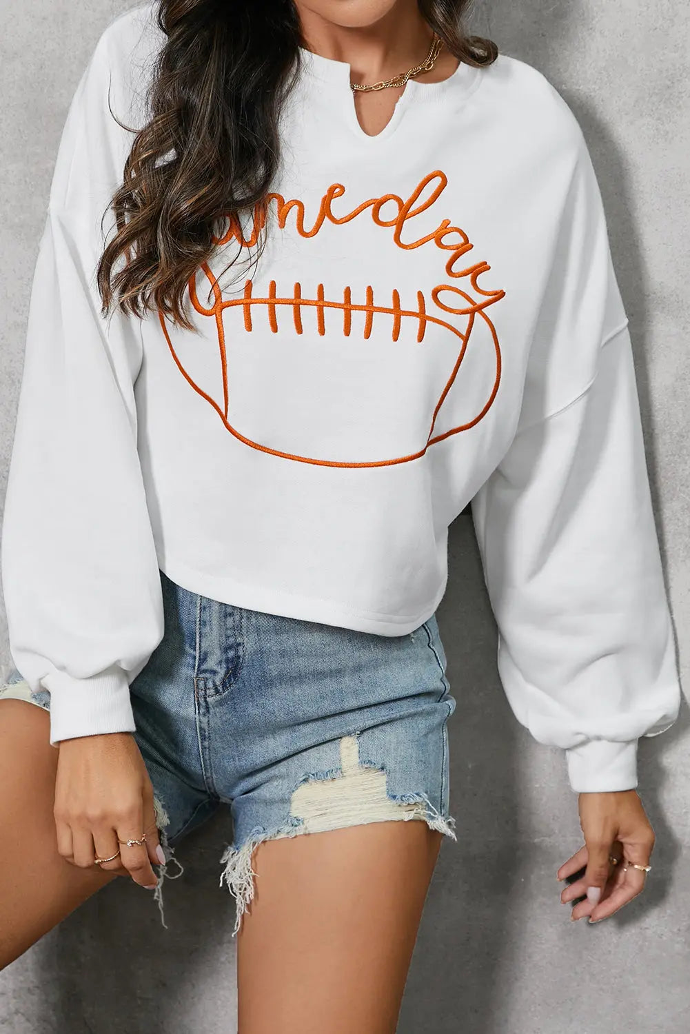 GAME DAY Football Graphic Notched Sweat shirt - Kittybear Krafts