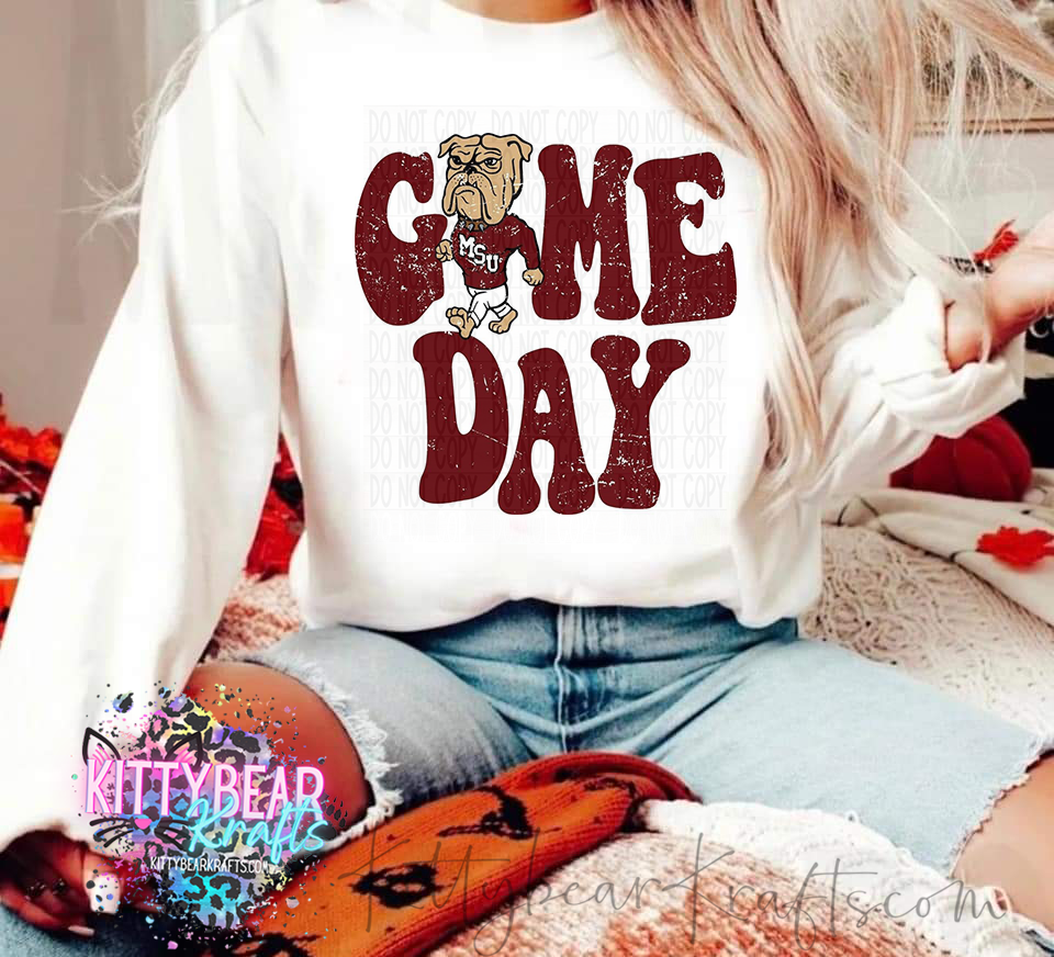 GAME DAY Mississippi Football Crewneck Sweat shirt - Kittybear Krafts