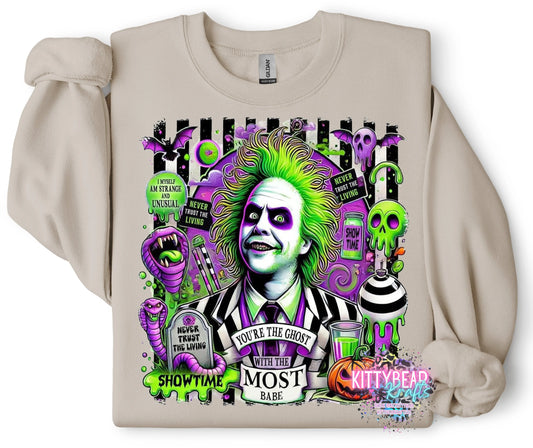 Ghost with the Most Beetle Halloween Crewneck Sweat shirt - Kittybear Krafts