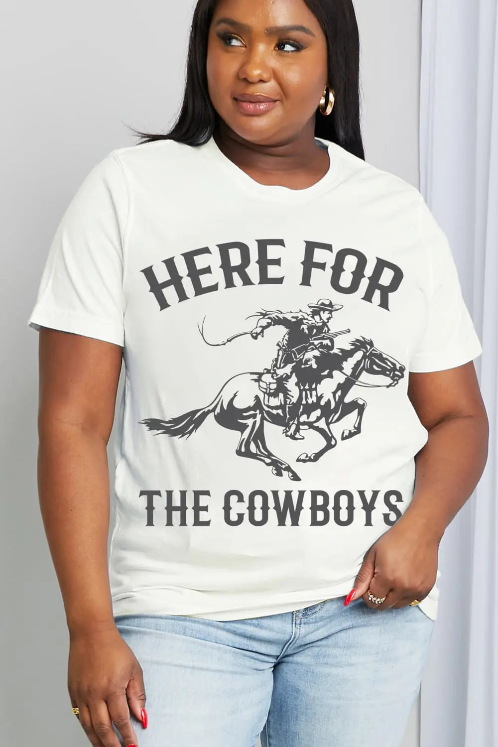 HERE FOR THE COWBOYS Graphic Cotton T-shirt - Kittybear Krafts