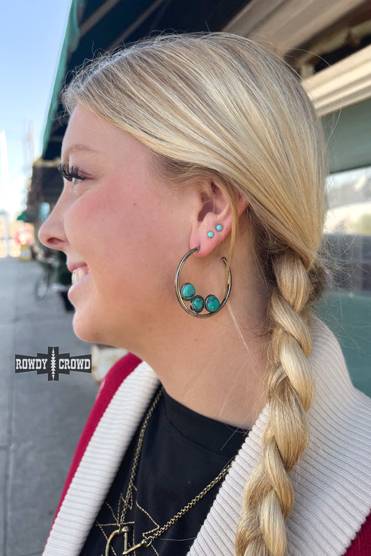 Texas Moon Western Hoop Earrings