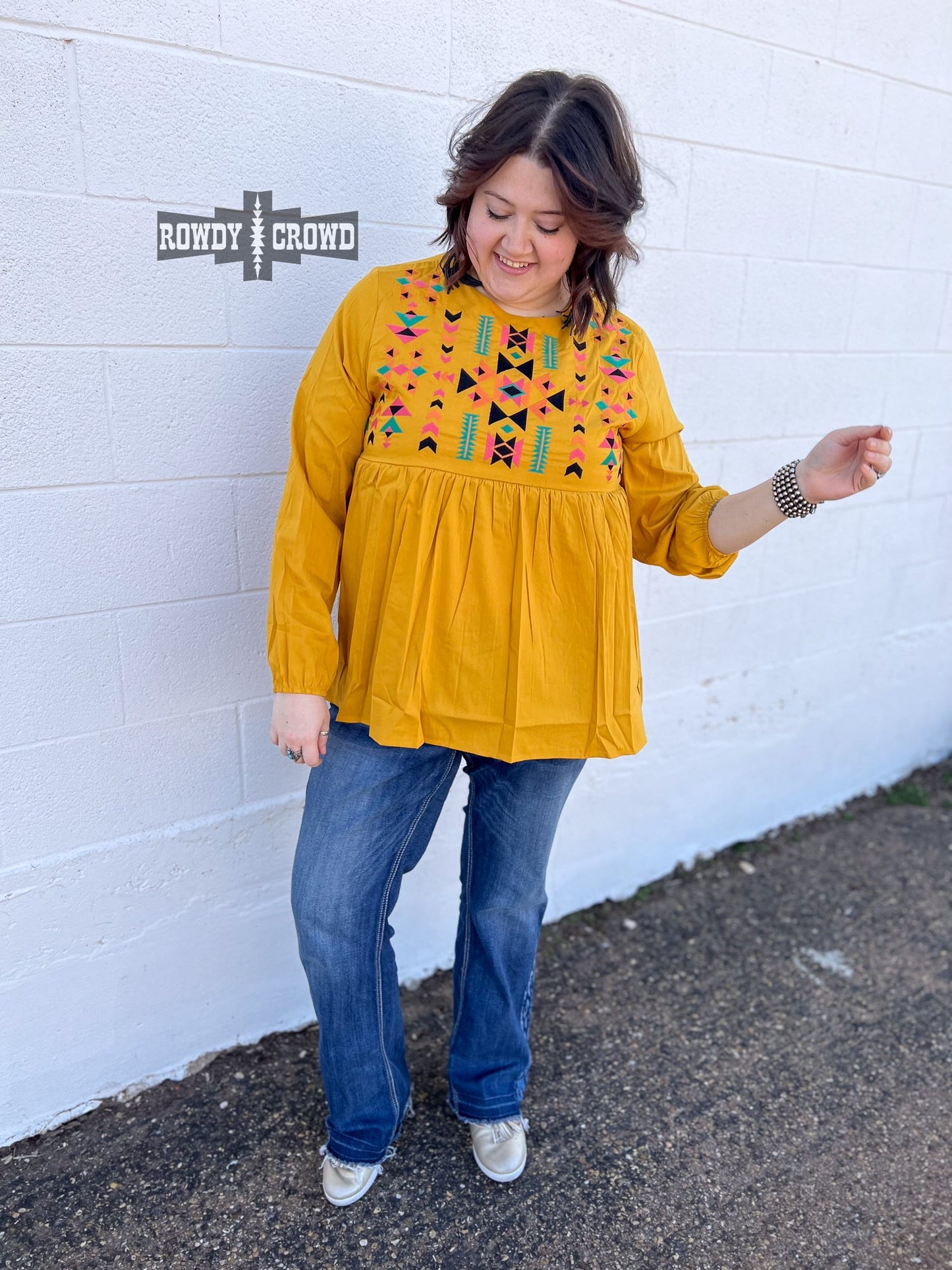 Guadalupe Western Aztec Print Blouse