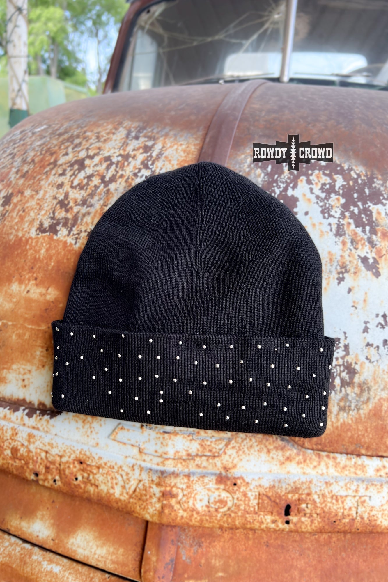 BLACK- Rhinestone Shine Bright Beanie