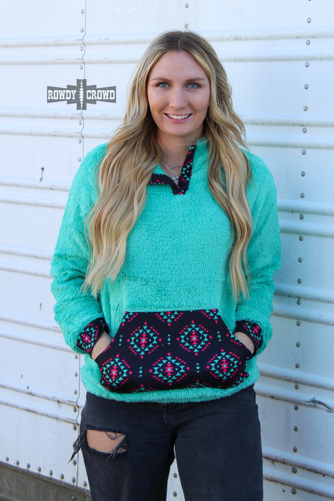 Pagosa Springs Turquoise Western Pullover Jacket