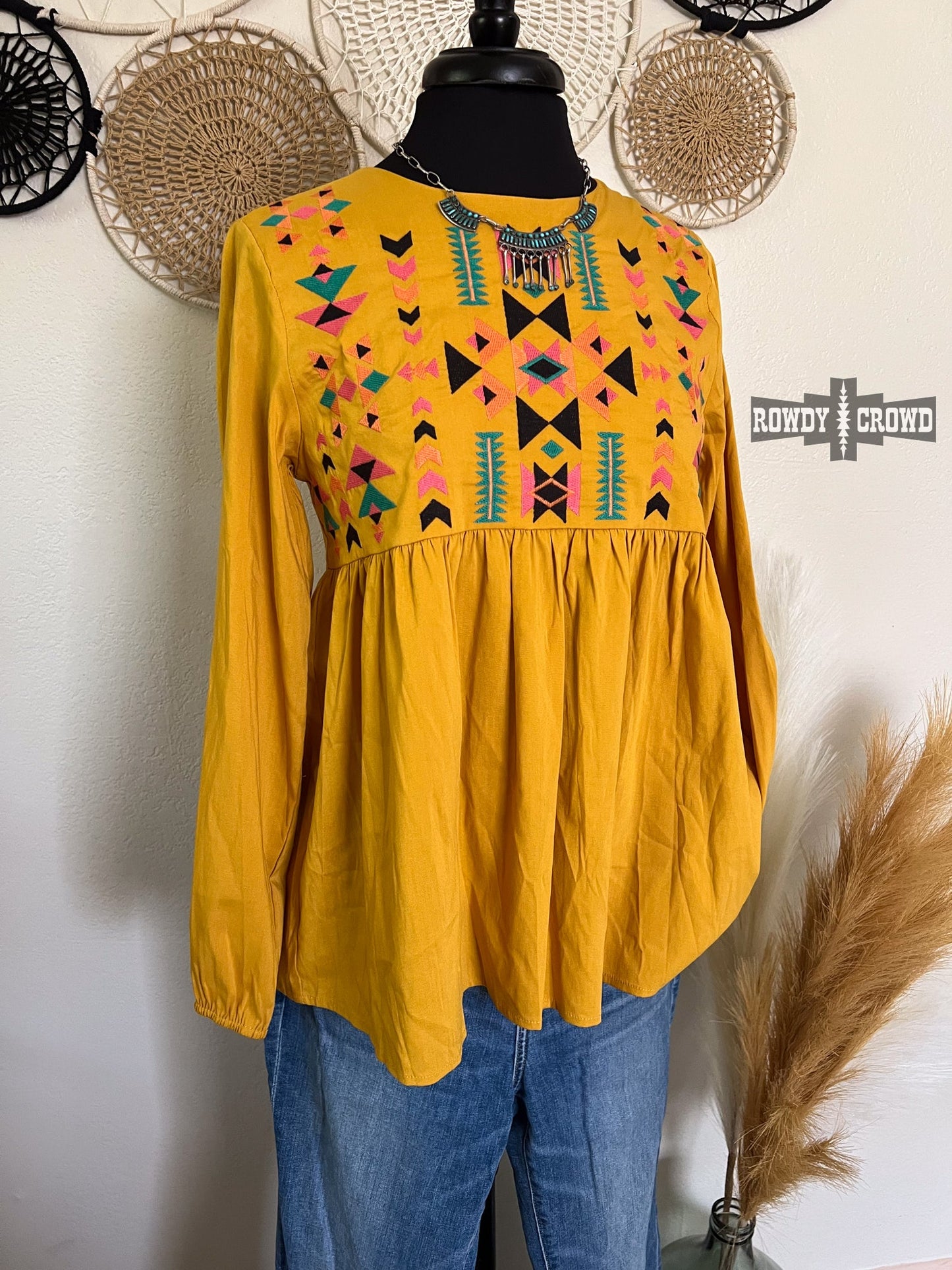 Guadalupe Western Aztec Print Blouse