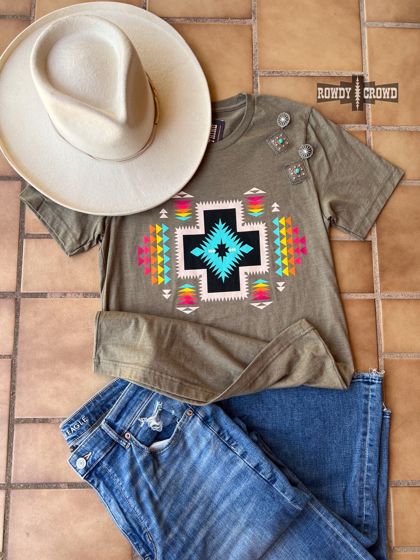 Cornerstone Western Aztec Cross Design T-shirt