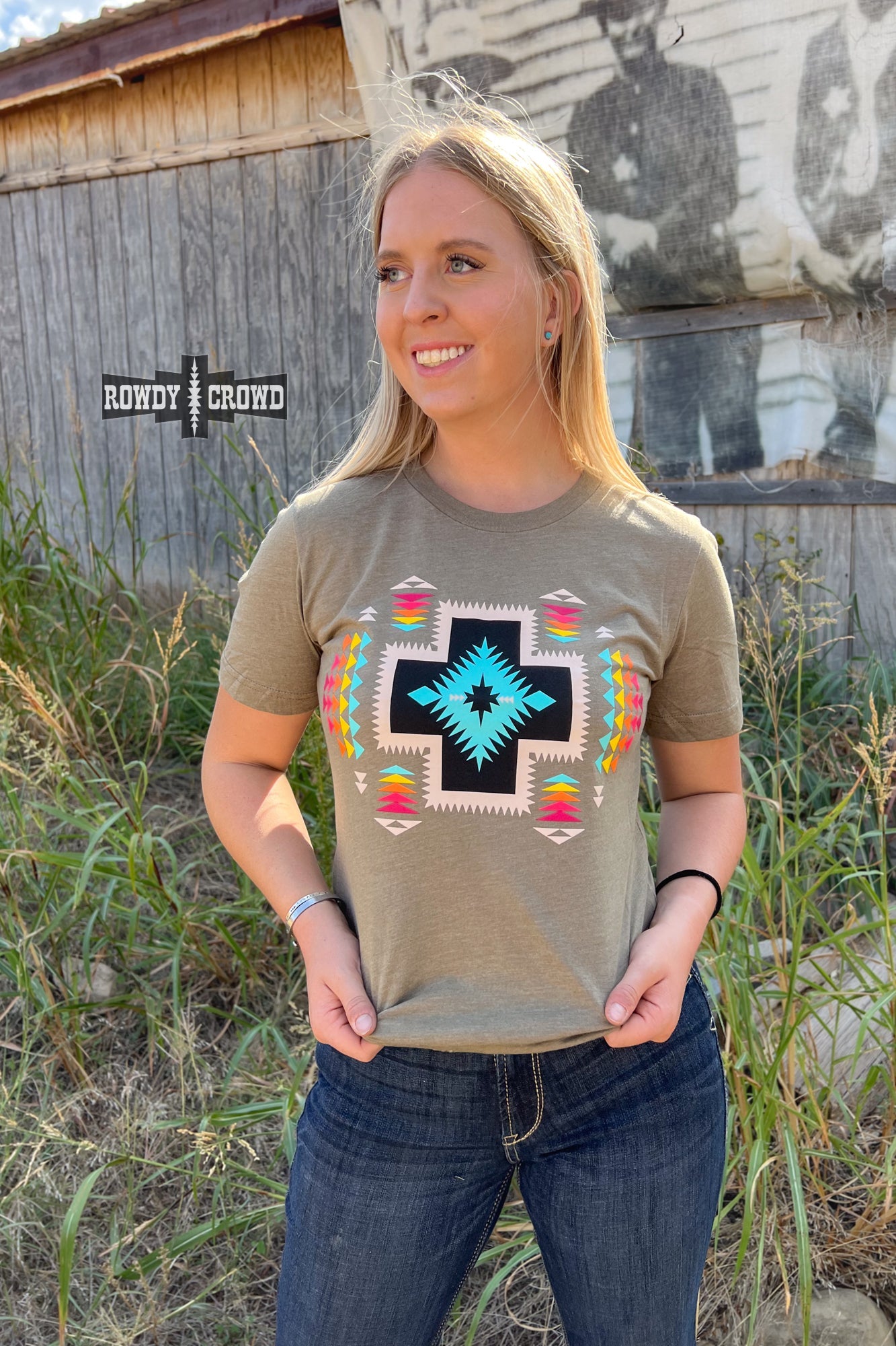 Cornerstone Western Aztec Cross Design T-shirt