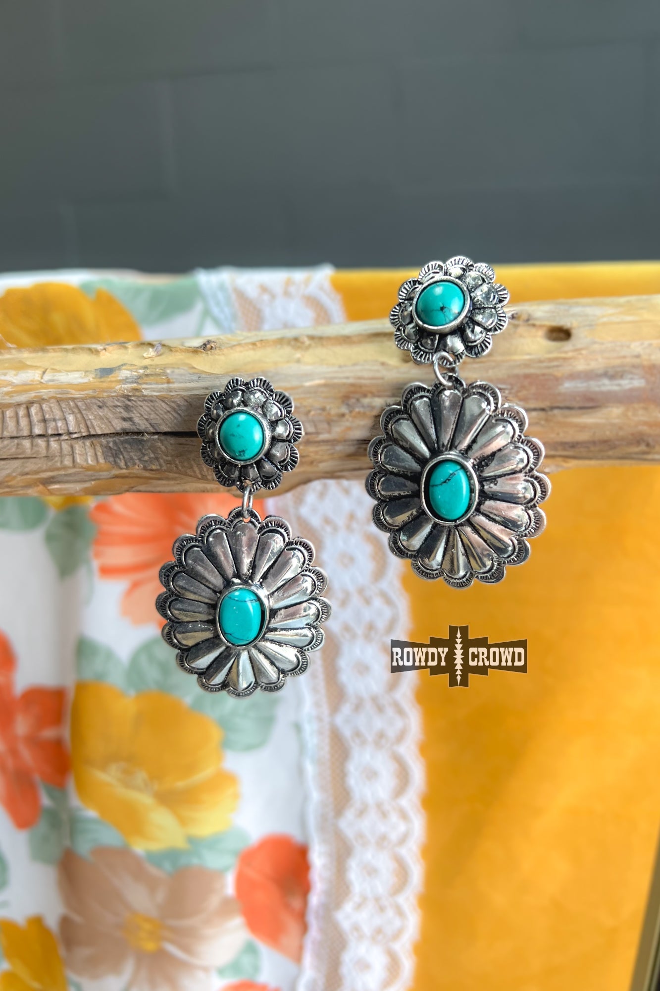 Twitty Concho Western Turquoise Earrings