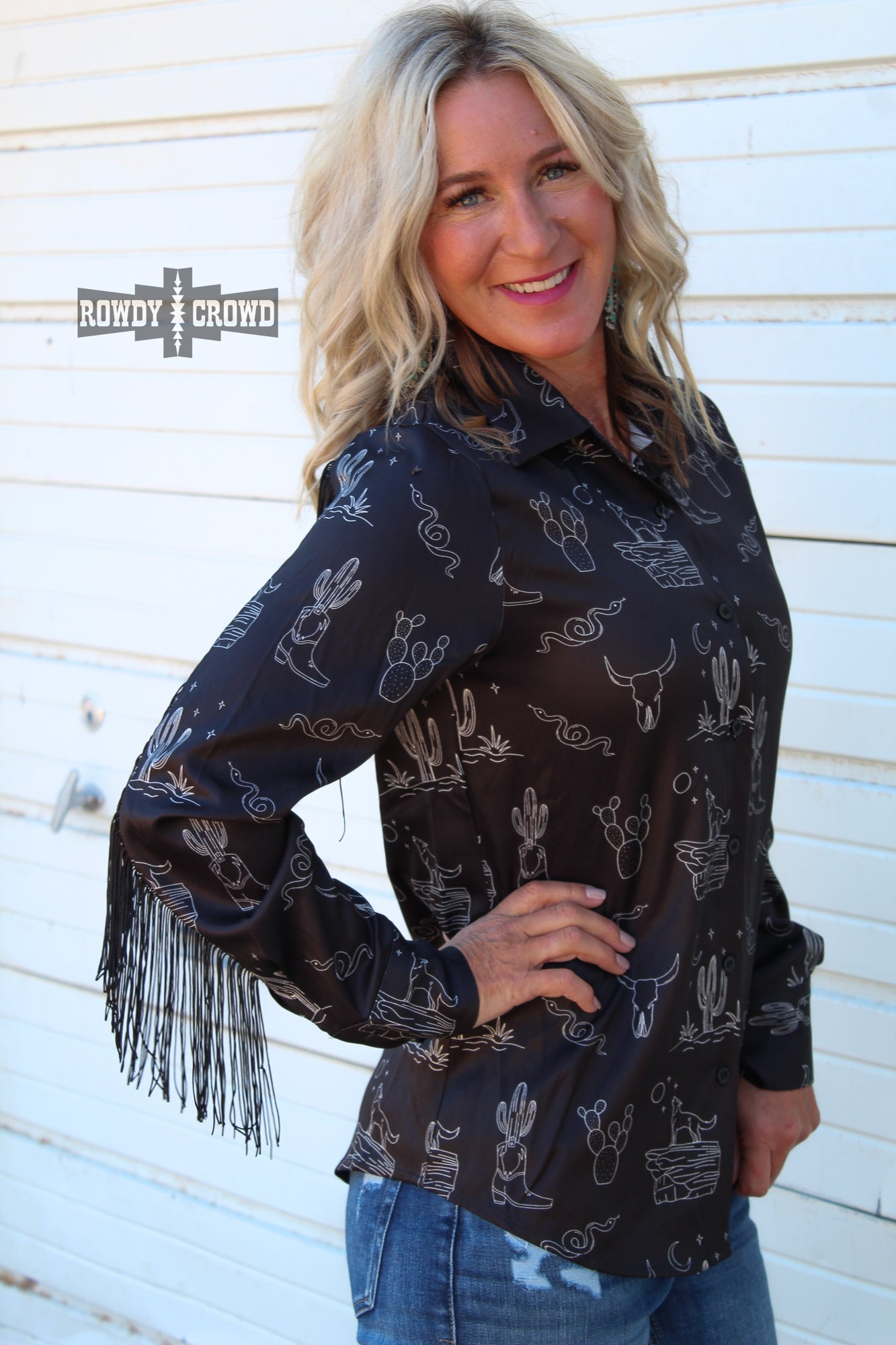 Desert Fringe Button Up Western Blouse