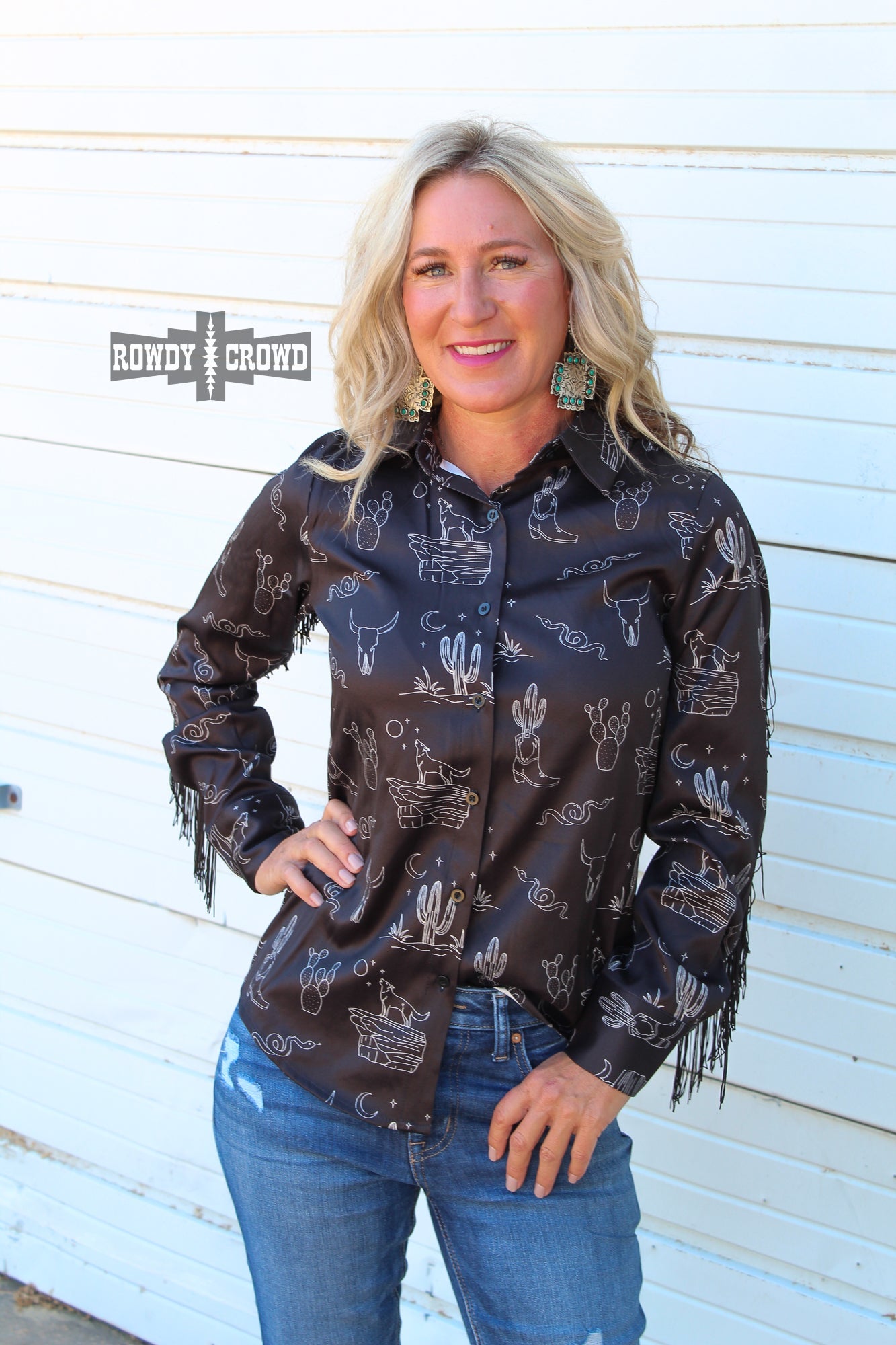 Desert Fringe Button Up Western Blouse