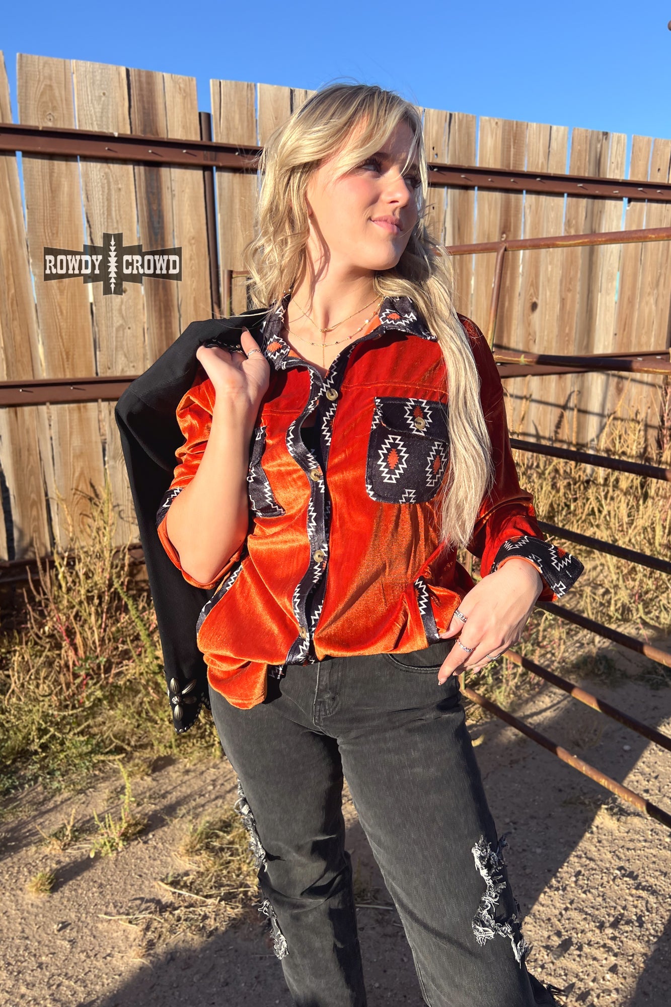 Hope Ranch Aztec Print Western Shacket