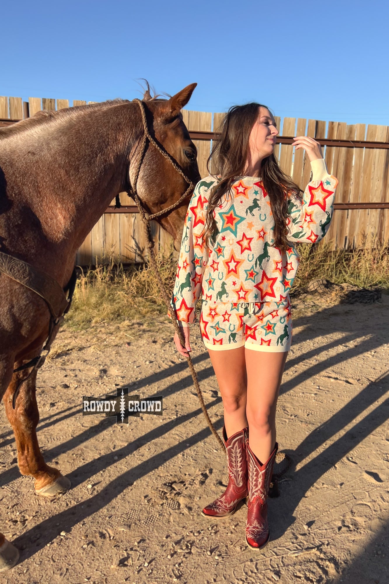 Way Out West Western Horse and Star Print Lounge Set