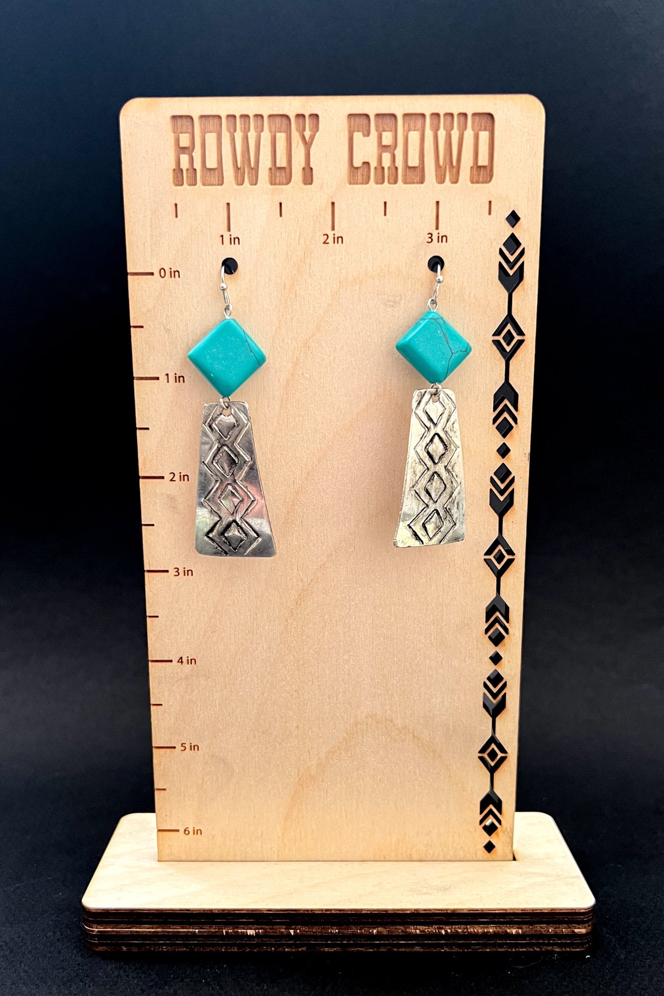 Wagon Wheel Western Turquoise Earrings