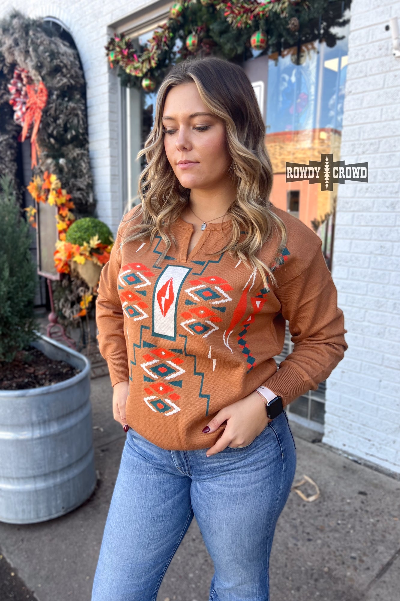 Stanton Western Aztec Print Sweater