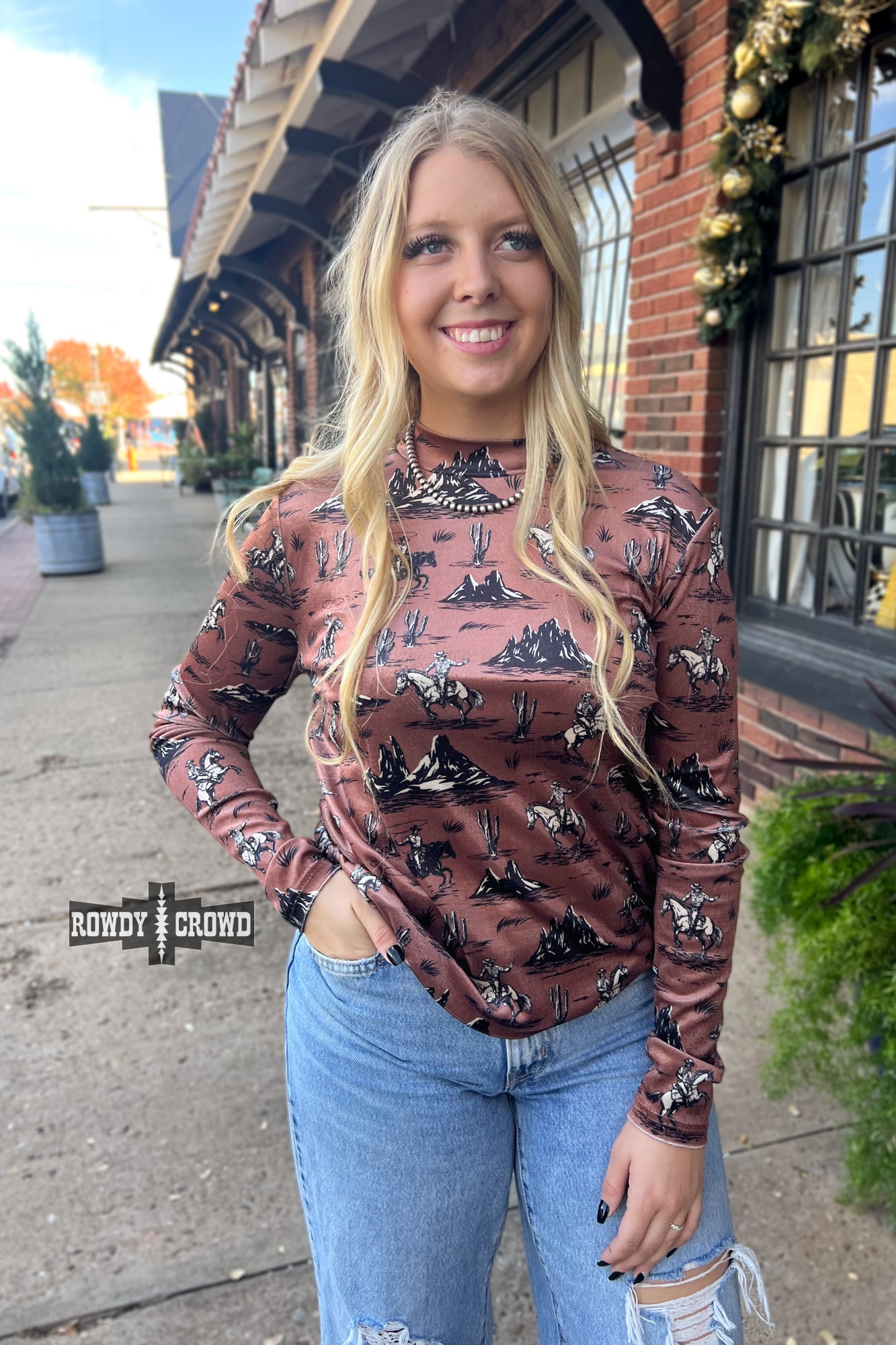 Buck 'Em Velvet Western Top