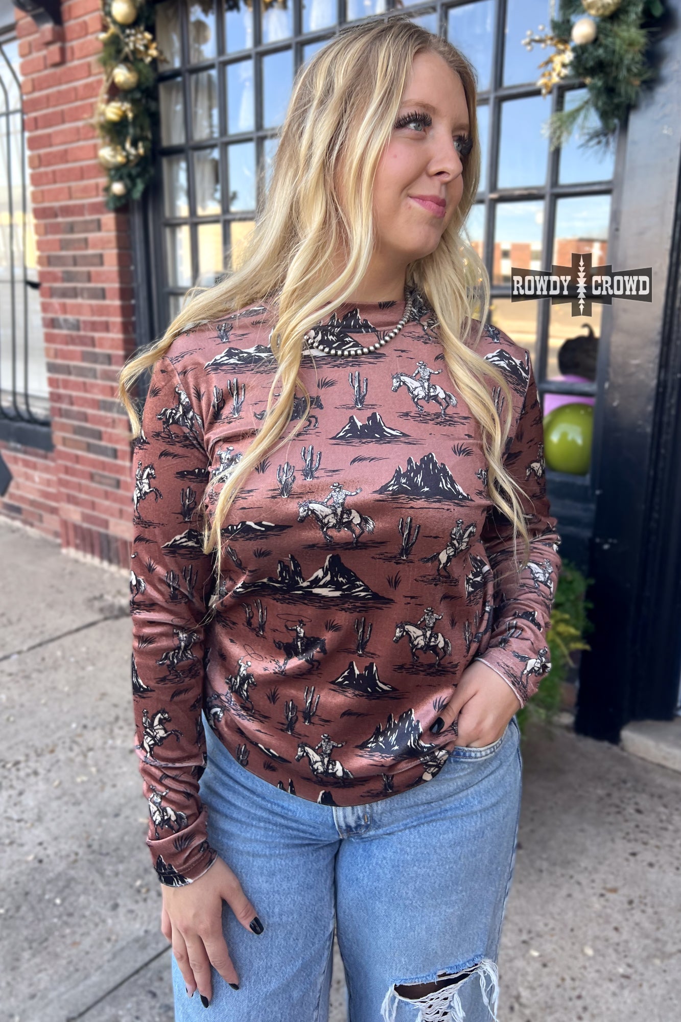 Buck 'Em Velvet Western Top