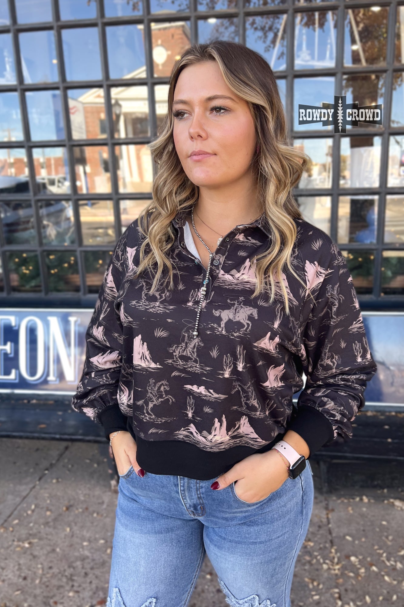 Big Springs Western Button Up Top