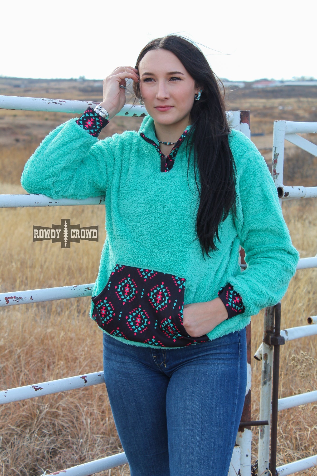 Pagosa Springs Turquoise Western Pullover Jacket