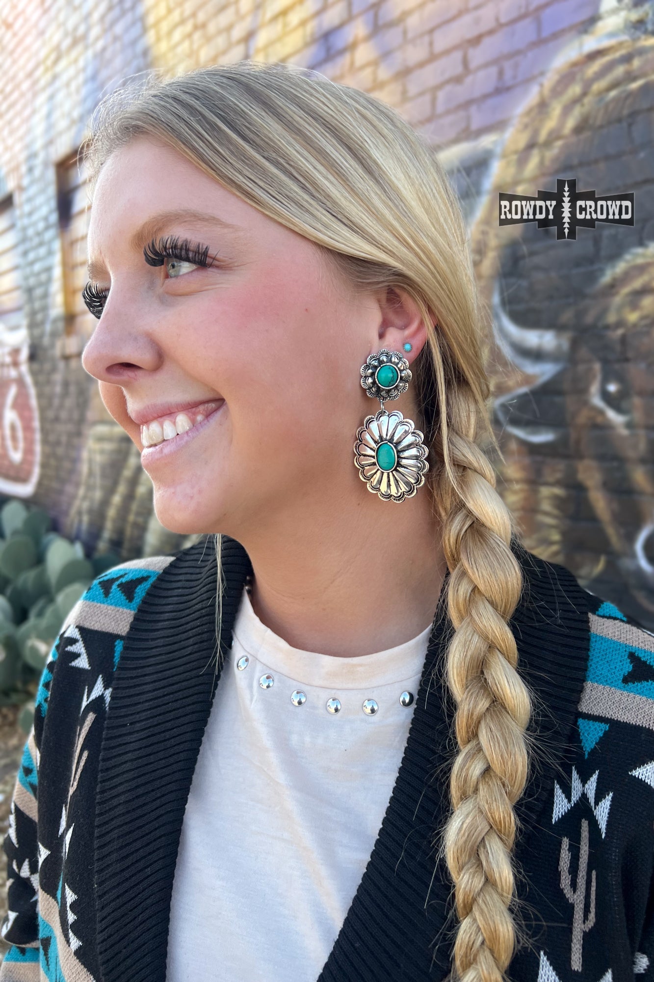 Twitty Concho Western Turquoise Earrings