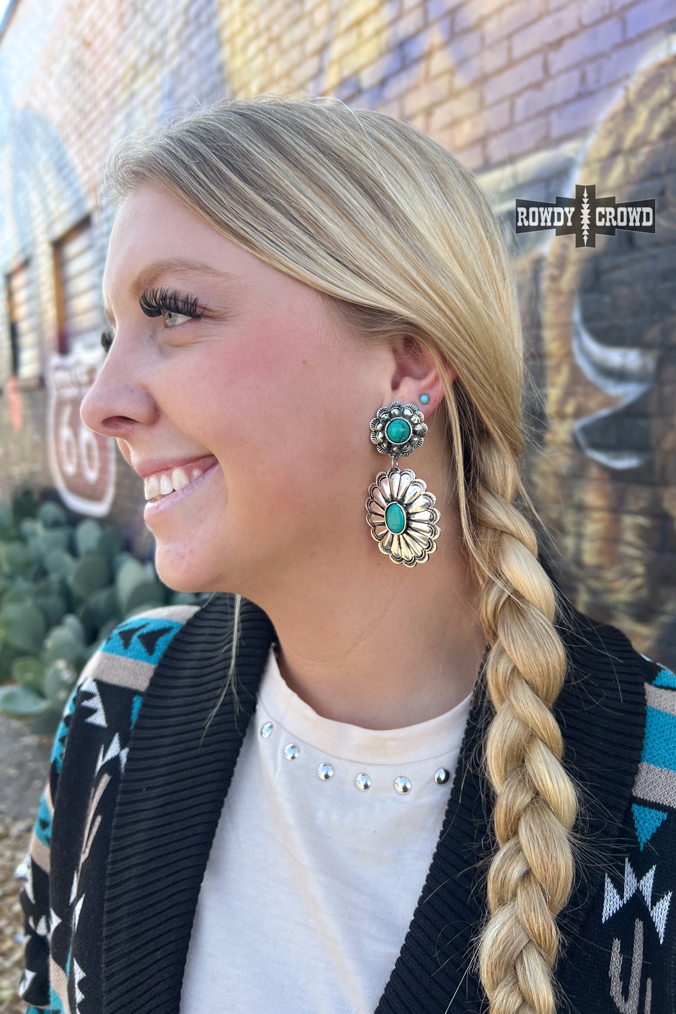 Twitty Concho Western Turquoise Earrings