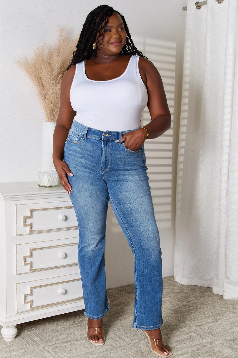 Judy Blue Full Size Bootcut Jeans with Pockets Trendsi