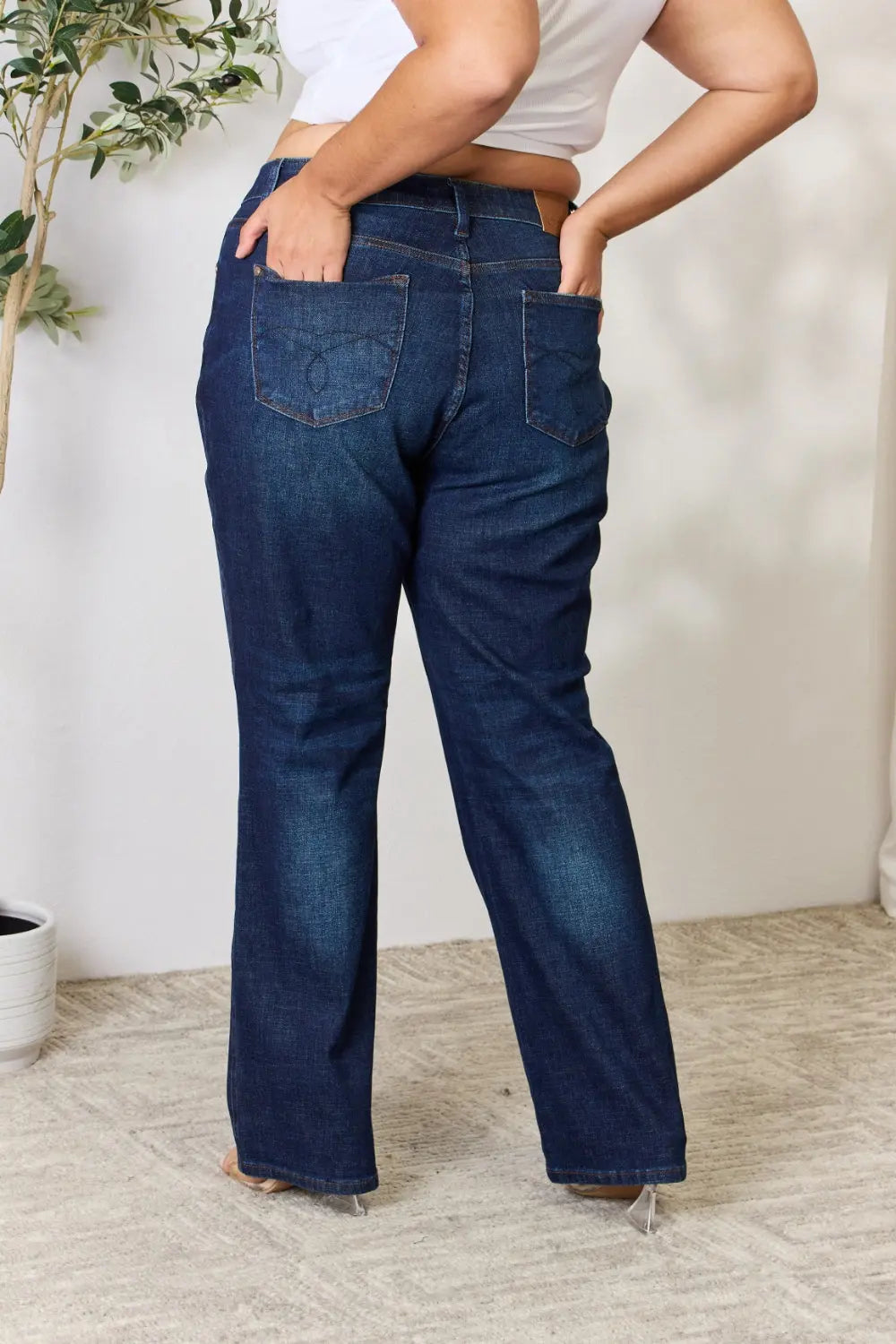 Judy Blue Full Size Button-Fly Straight Jeans - Kittybear Krafts