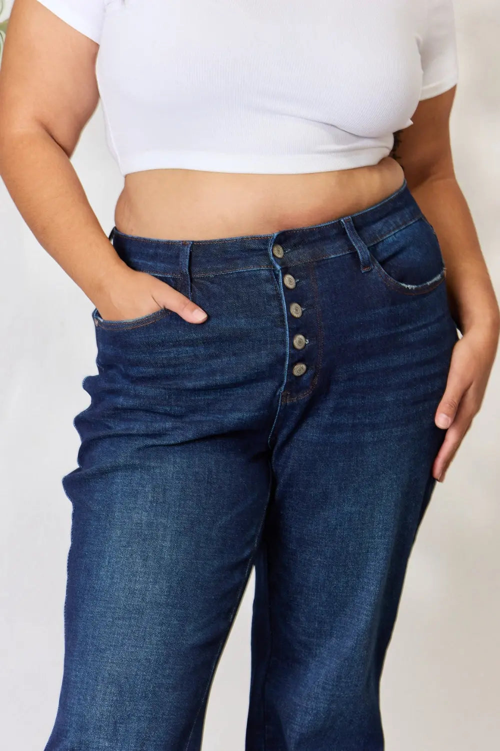 Judy Blue Full Size Button-Fly Straight Jeans - Kittybear Krafts