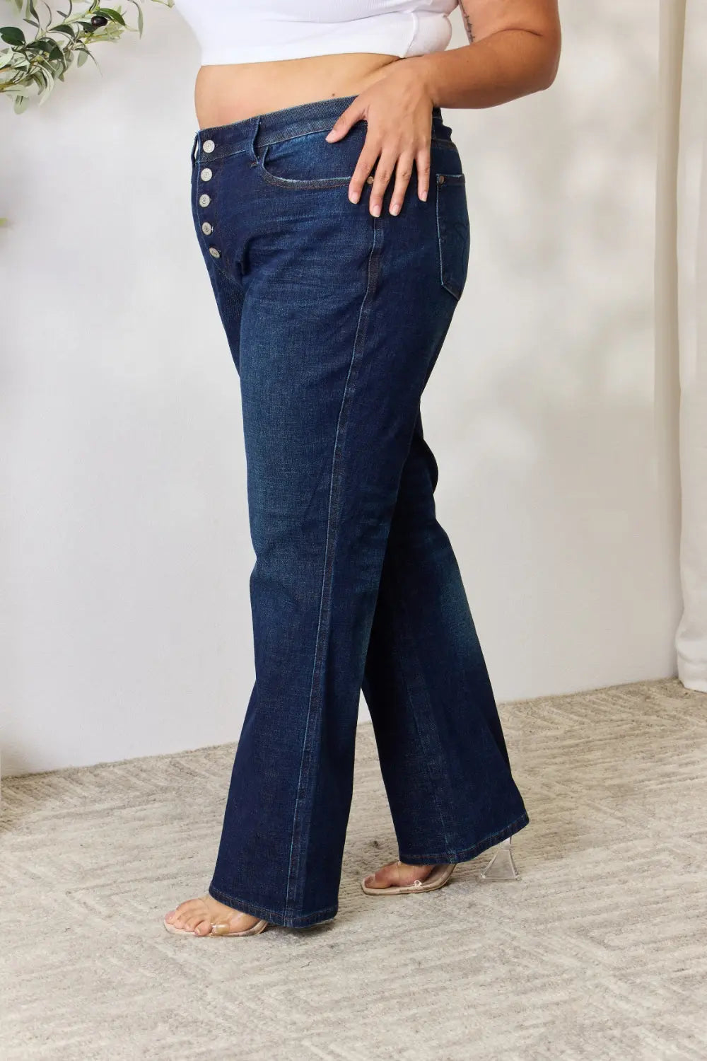 Judy Blue Full Size Button-Fly Straight Jeans - Kittybear Krafts