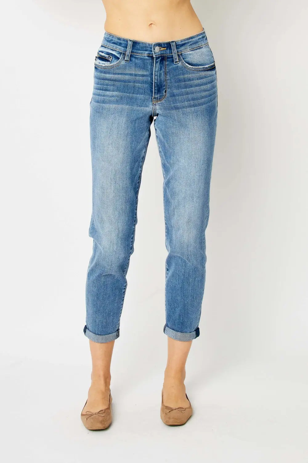 Judy Blue Full Size Cuffed Hem Slim Jeans - Kittybear Krafts