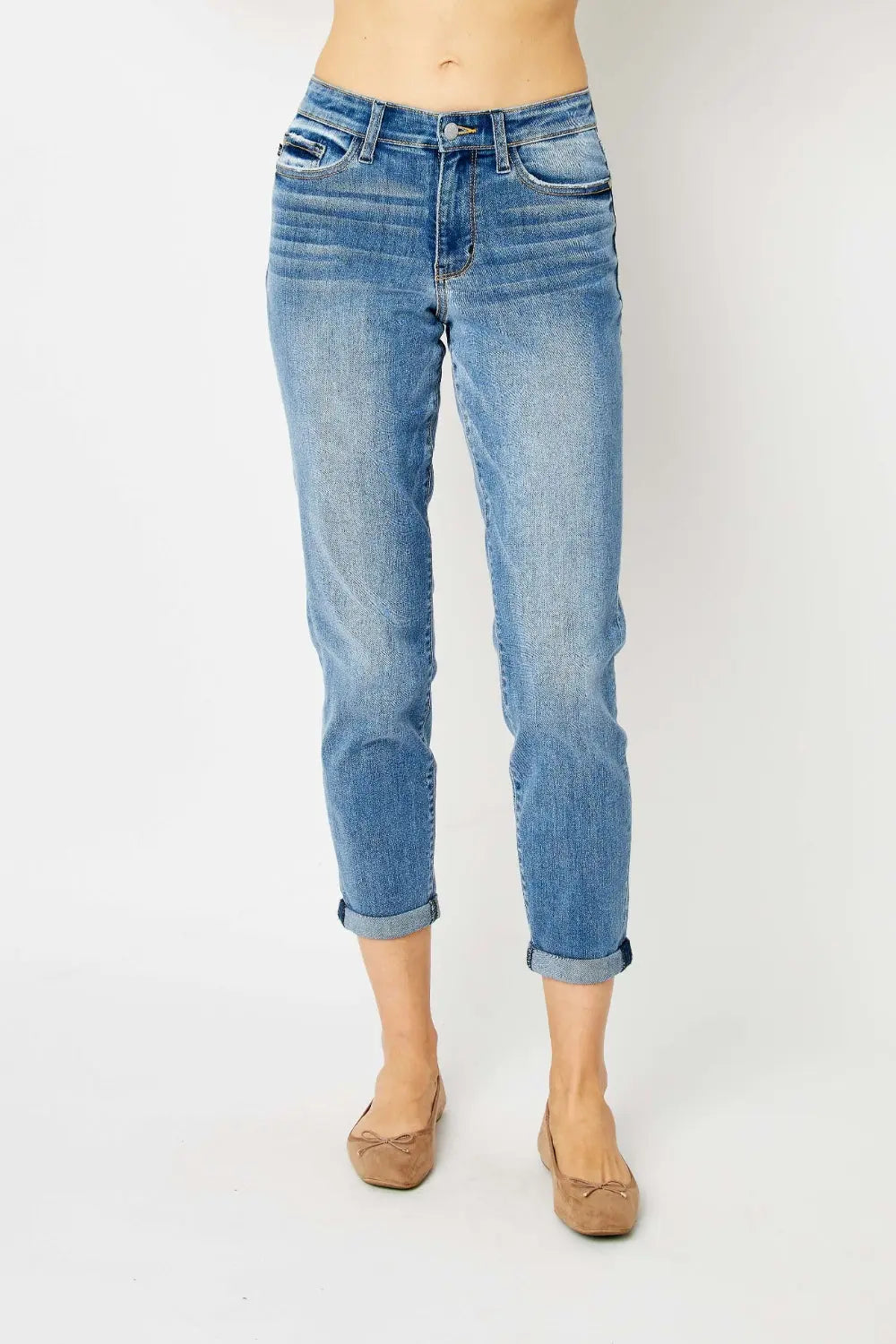 Judy Blue Full Size Cuffed Hem Slim Jeans - Kittybear Krafts