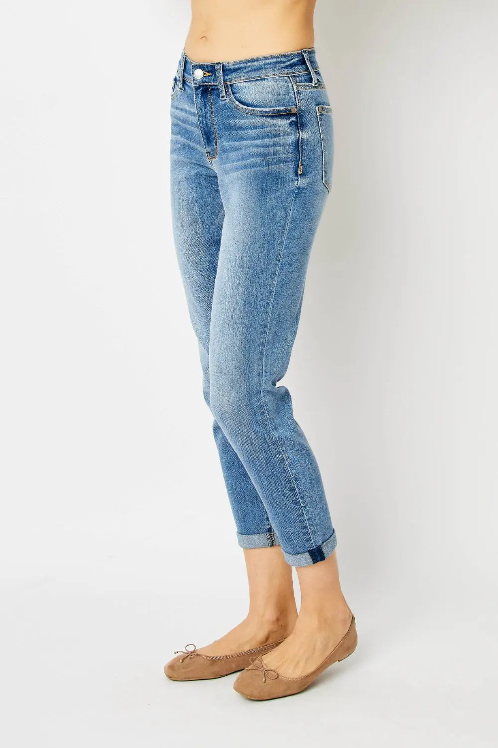 Judy Blue Full Size Cuffed Hem Slim Jeans - Kittybear Krafts