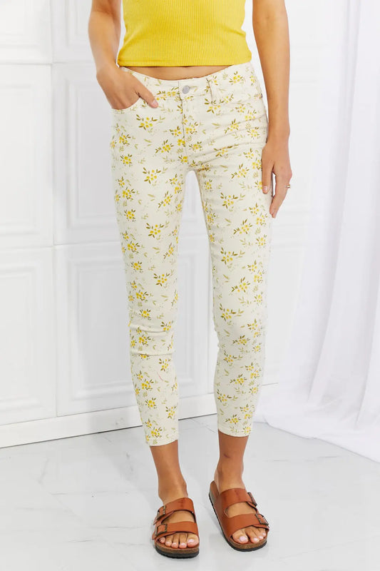 Judy Blue Full Size Golden Meadow Floral Skinny Jeans - Kittybear Krafts