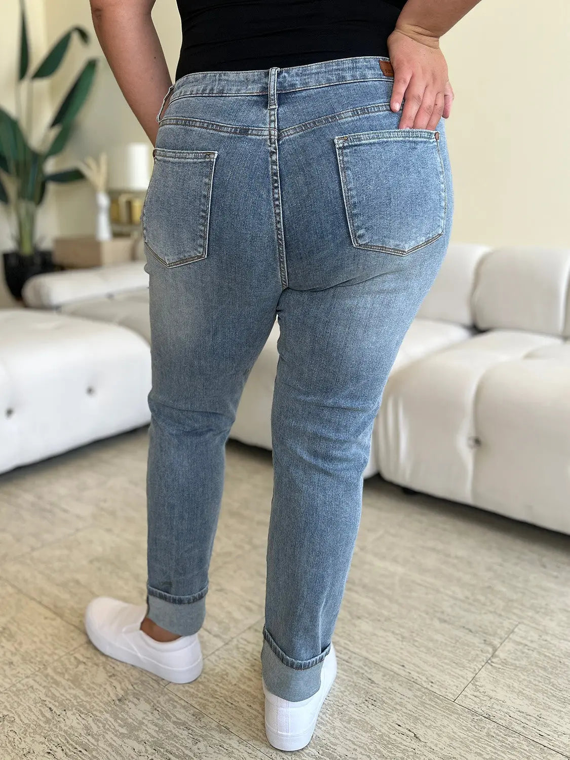 Judy Blue Full Size High Waist Cuff Hem Jeans - Kittybear Krafts