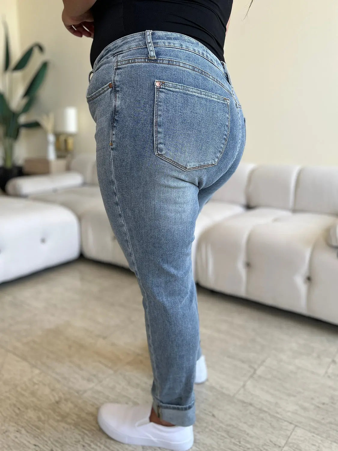 Judy Blue Full Size High Waist Cuff Hem Jeans - Kittybear Krafts