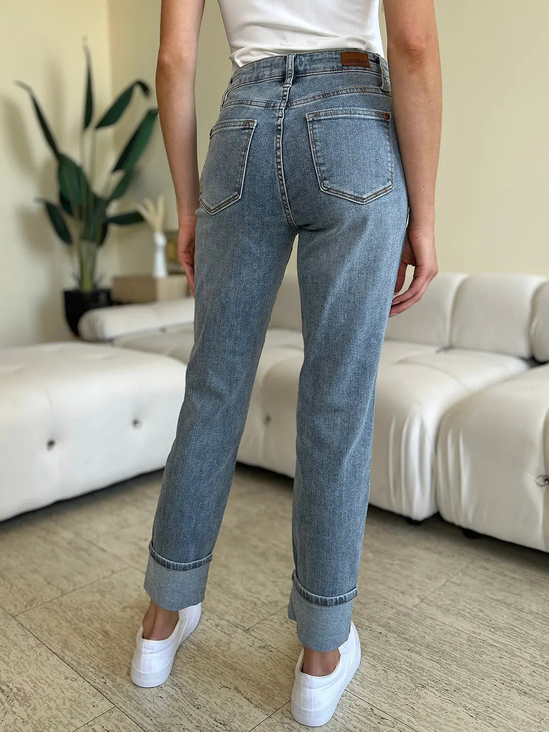 Judy Blue Full Size High Waist Cuff Hem Jeans - Kittybear Krafts