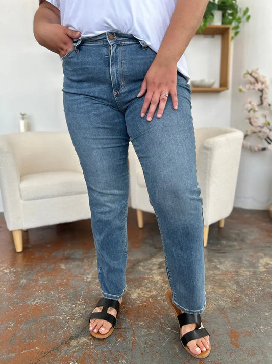 Judy Blue Full Size High Waist Straight Jeans - Kittybear Krafts