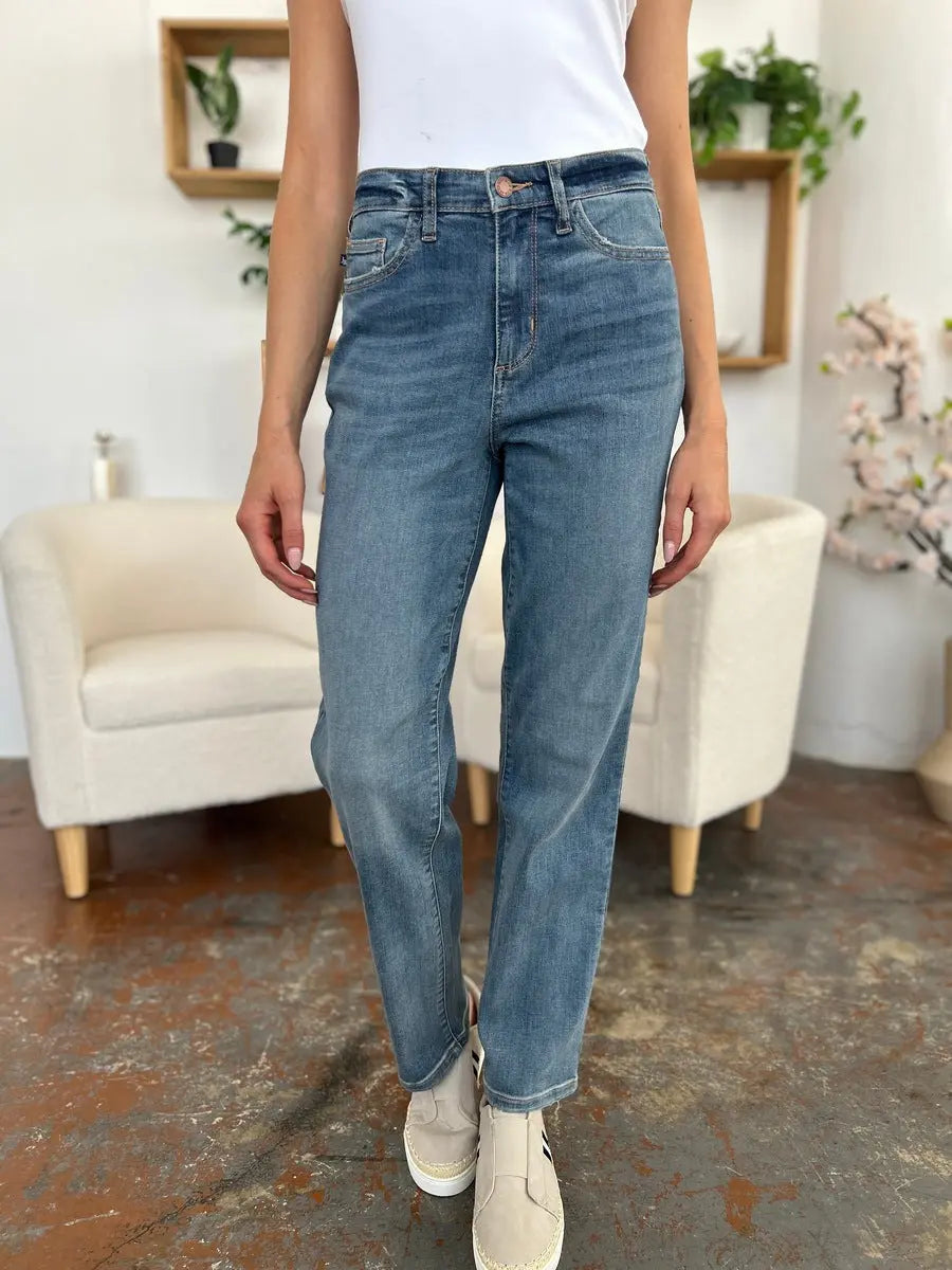 Judy Blue Full Size High Waist Straight Jeans - Kittybear Krafts