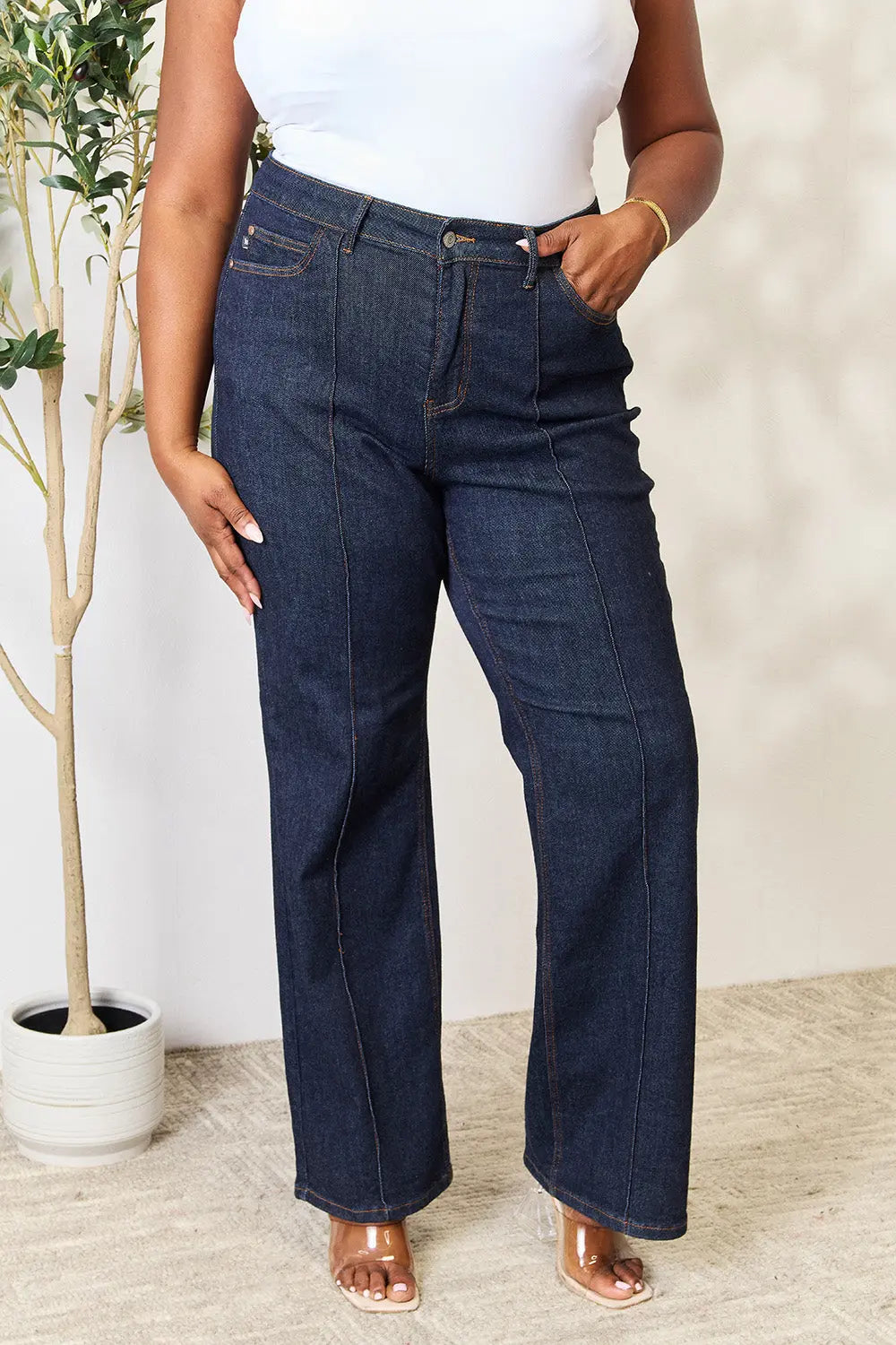 Judy Blue Full Size High Waist Wide Leg Jeans - Kittybear Krafts