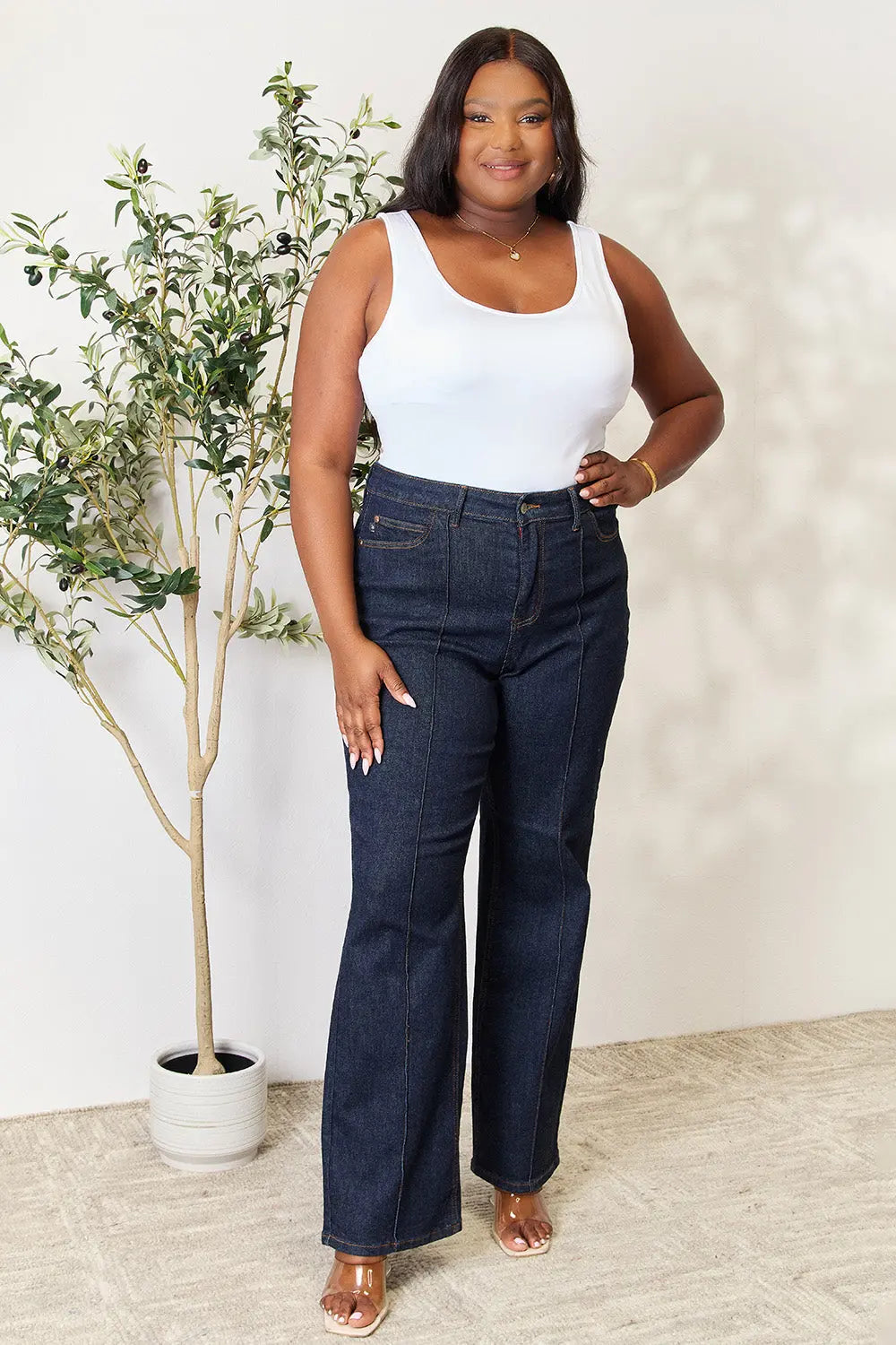 Judy Blue Full Size High Waist Wide Leg Jeans - Kittybear Krafts