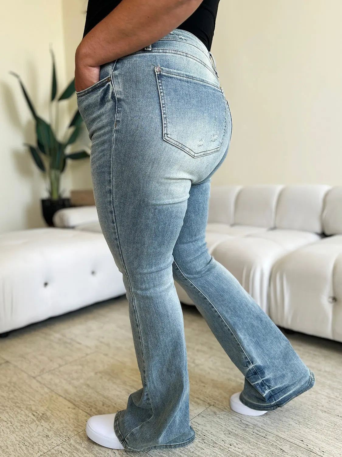 Judy Blue Full Size Mid Rise Flare Jeans - Kittybear Krafts