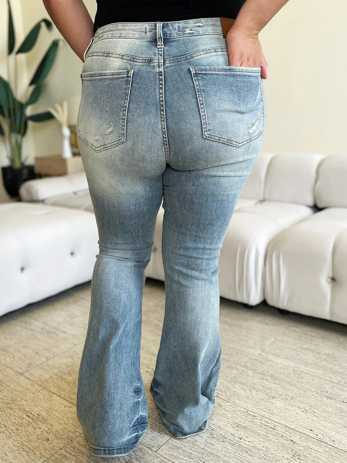 Judy Blue Full Size Mid Rise Flare Jeans - Kittybear Krafts