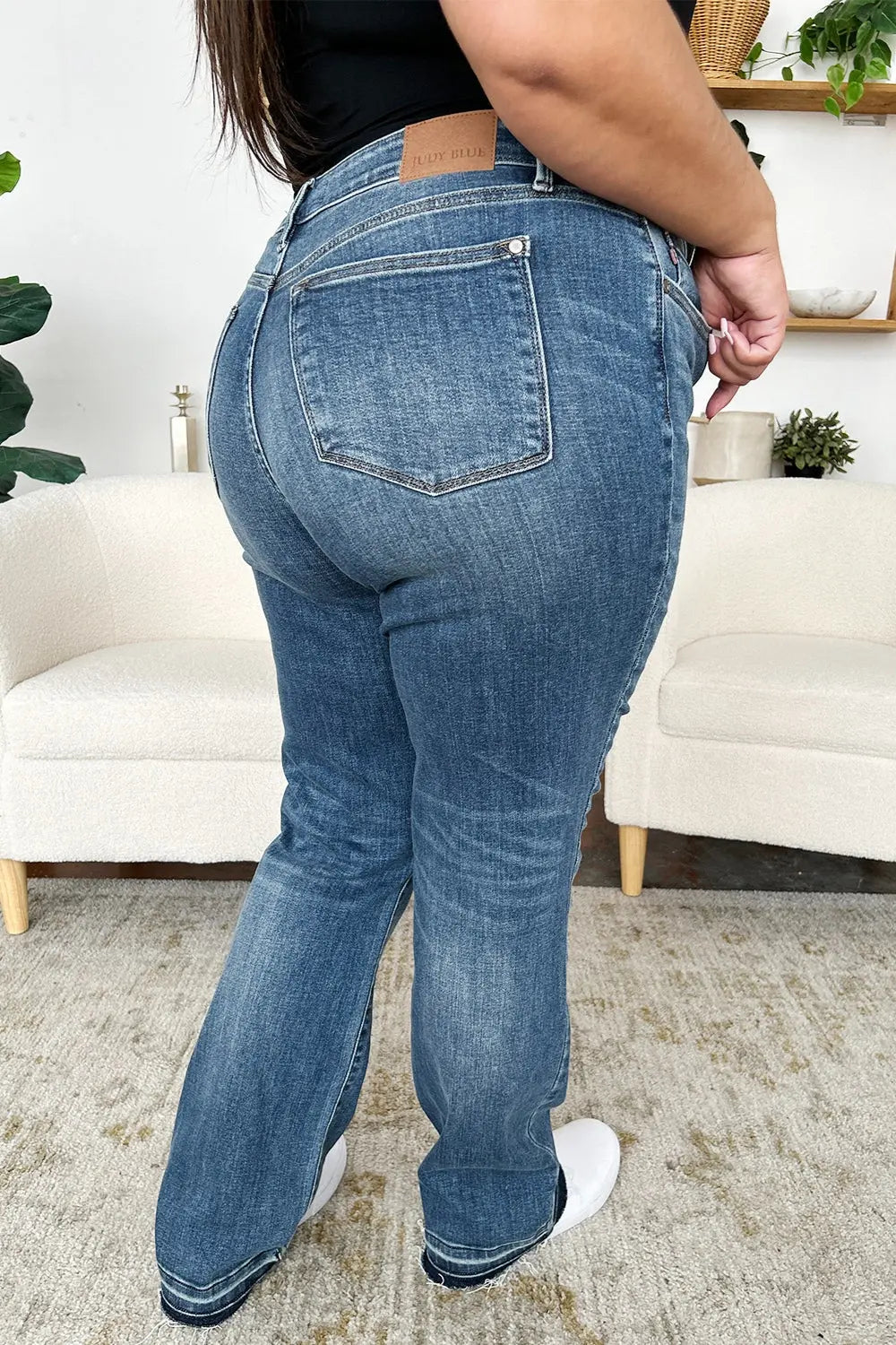 Judy Blue Full Size Mid Rise Release Hem Jeans - Kittybear Krafts