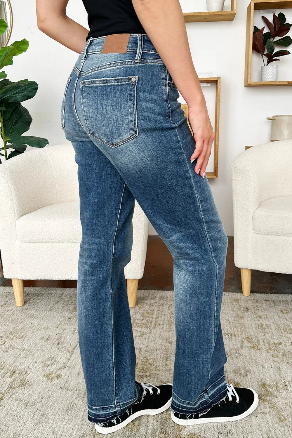 Judy Blue Full Size Mid Rise Release Hem Jeans - Kittybear Krafts