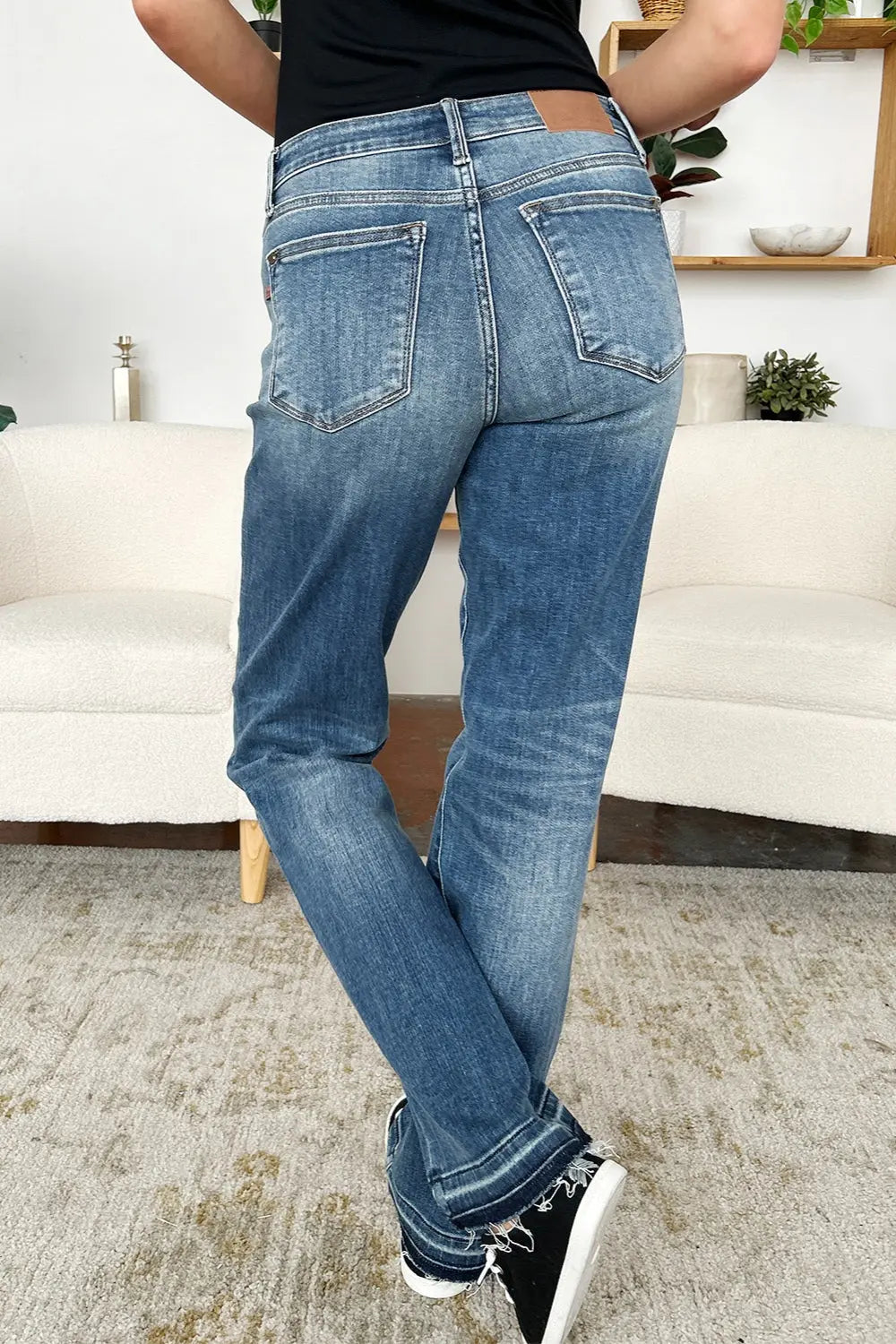 Judy Blue Full Size Mid Rise Release Hem Jeans - Kittybear Krafts