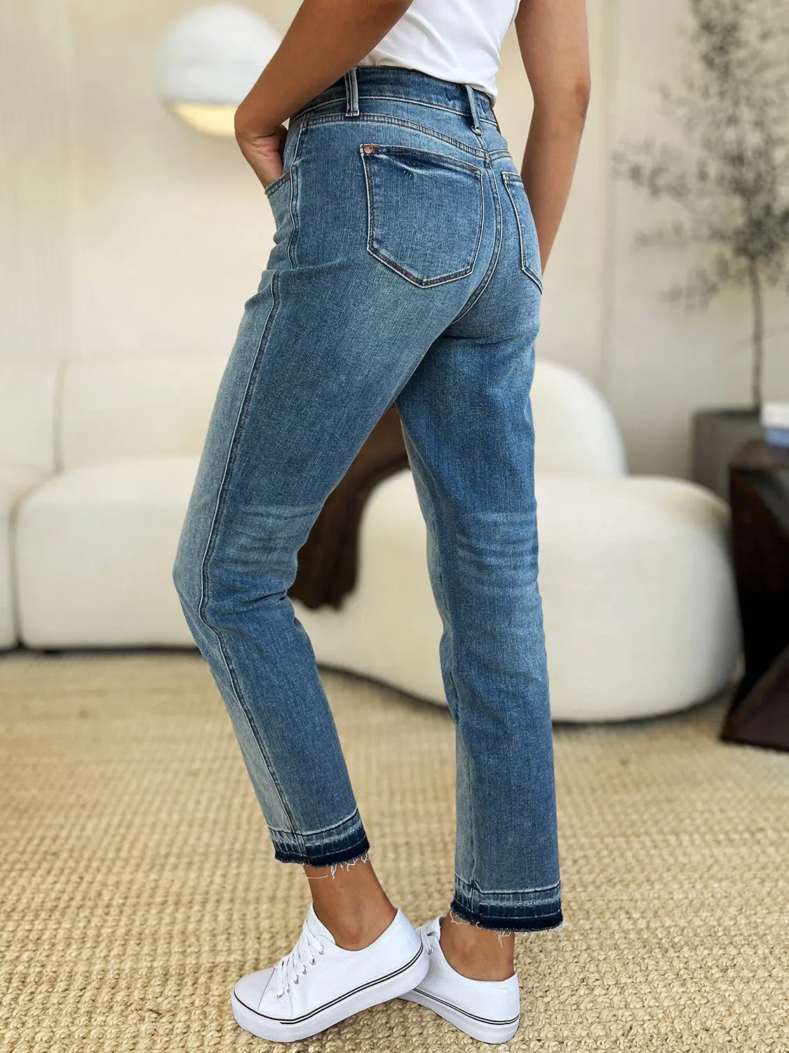 Judy Blue Full Size Mid Rise Rigid Magic Release Hem Jeans - Kittybear Krafts